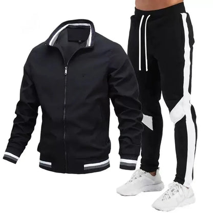Survêtement pour hommes, jogging décontracté, vêtements de sport, vestes et pantalons, ensembles de 2 pièces, col montant, combinaison de sport, Jogging, Fitness