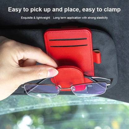 Porte-lunettes de soleil de voiture, Clip de lunettes pour pare-soleil, cintre de lunettes en cuir multifonction, Clip de carte de billet Portable, accessoires de voiture