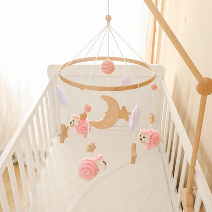 Berceau de bébé lit Mobile cloche hochet jouets en bois Crochet étoiles pendentif lit cloche jouets nouveau-né confort berceau support suspendus jouets cadeaux