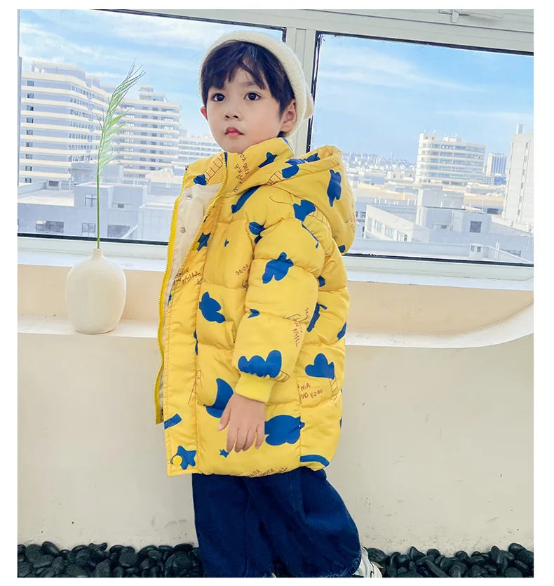 Nouvelles filles garçons doudoune manteaux d'hiver enfants vêtements à capuche coupe-vent manteau pour enfants 2-7 ans coton vêtements d'extérieur chauds