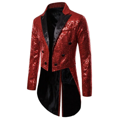Manteau de Costume à paillettes dorées brillantes pour hommes, veste de smoking à Double boutonnage pour marié de mariage, Costume de fête sur scène de bal