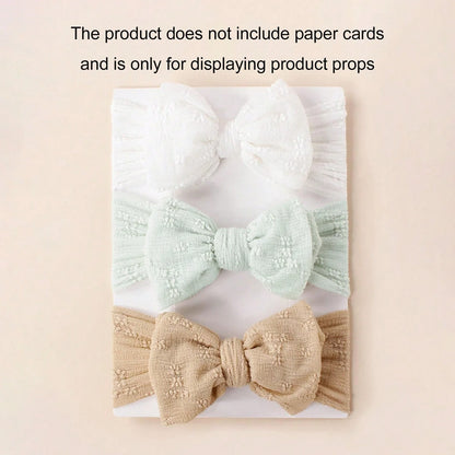 Bandeau en maille respirante et douce pour bébé, 3 pièces, avec nœud Double couche, haute élasticité, couvre-chef adapté aux nourrissons et aux jeunes enfants
