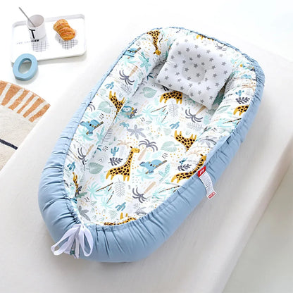 Lit de voyage pour bébé en bas âge, berceau en coton pour nouveau-né, berceau pare-chocs, nouveau lit nid de bébé 85x50cm avec oreiller, berceau Portable