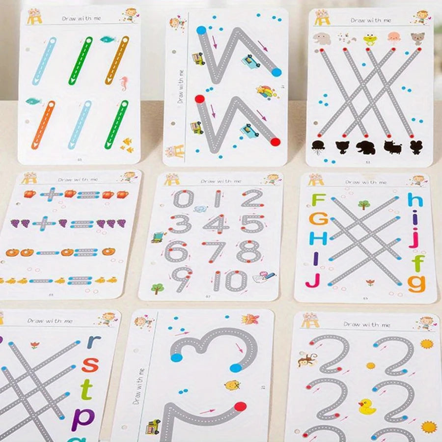 Cahier d'exercices de formation de contrôle de stylo pour tout-petits, cahier de pratique de traçage magique pour bébé, écriture réutilisable, dessin, livres d'images éducatifs