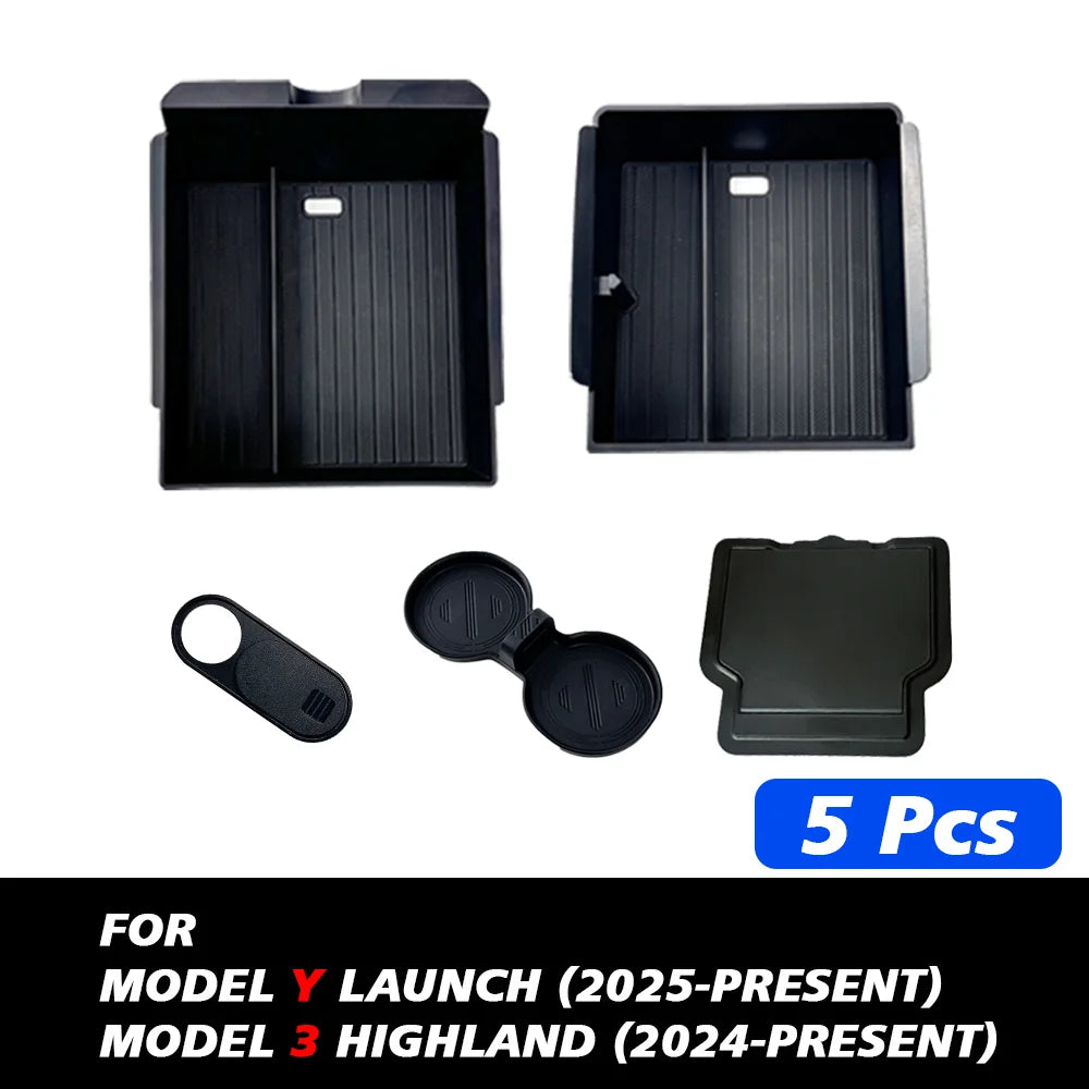 Boîte de rangement pour Console centrale Tesla, nouveau modèle Y 2025, lancement Juniper modèle 3 Highland 2024, boîte d'accoudoir, coussinet supérieur et inférieur en Silicone