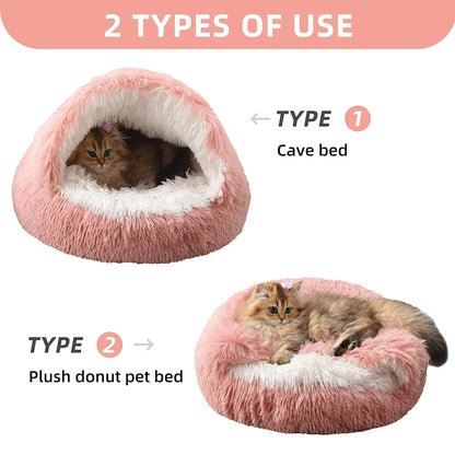 Lit pour animaux de compagnie 2 en 1 en peluche douce 50CM avec housse lit rond pour chat matelas pour chiot chaud chat chien nid de couchage grotte pour petits chiens tapis