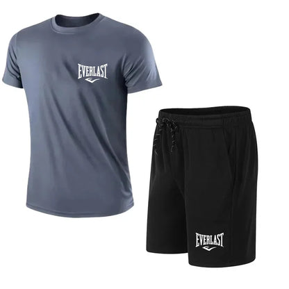 EVERLAST hommes T-shirt + Short 2 pièces ensemble loisirs souffle à manches courtes Sport Jogging gymnase marque impression vêtements