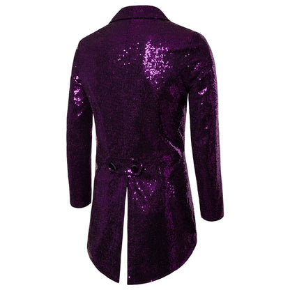 Manteau de Costume à paillettes dorées brillantes pour hommes, veste de smoking à Double boutonnage pour marié de mariage, Costume de fête sur scène de bal