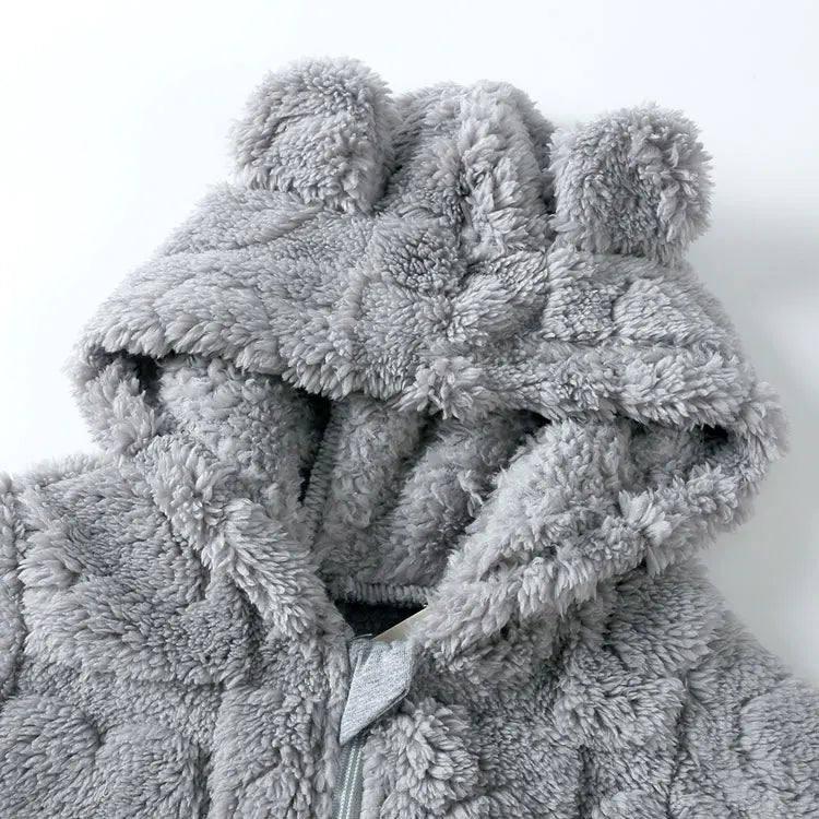 Dessin animé bébé vêtements garçon barboteuse à manches longues arctique velours à capuche bébé fille barboteuse hiver chaud nouveau-né vêtements 0-18 mois