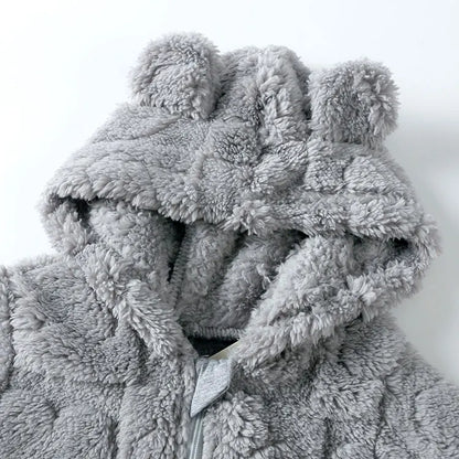 Dessin animé bébé vêtements garçon barboteuse à manches longues arctique velours à capuche bébé fille barboteuse hiver chaud nouveau-né vêtements 0-18 mois