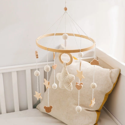 Berceau de bébé lit Mobile cloche hochet jouets en bois Crochet étoiles pendentif lit cloche jouets nouveau-né confort berceau support suspendus jouets cadeaux