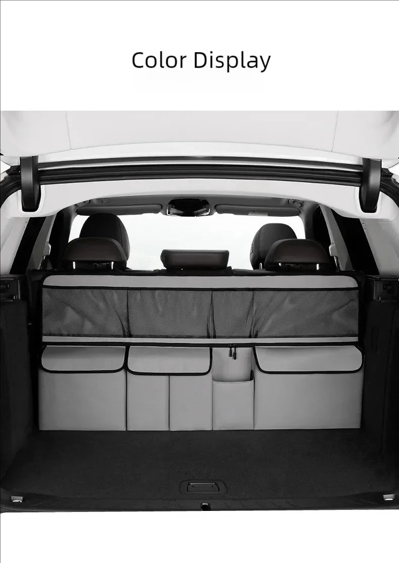 Sac de rangement pour coffre de voiture, sac suspendu pour dossier de siège de voiture SUV, sac de rangement multifonctionnel en maille, articles de rangement pour intérieur de voiture