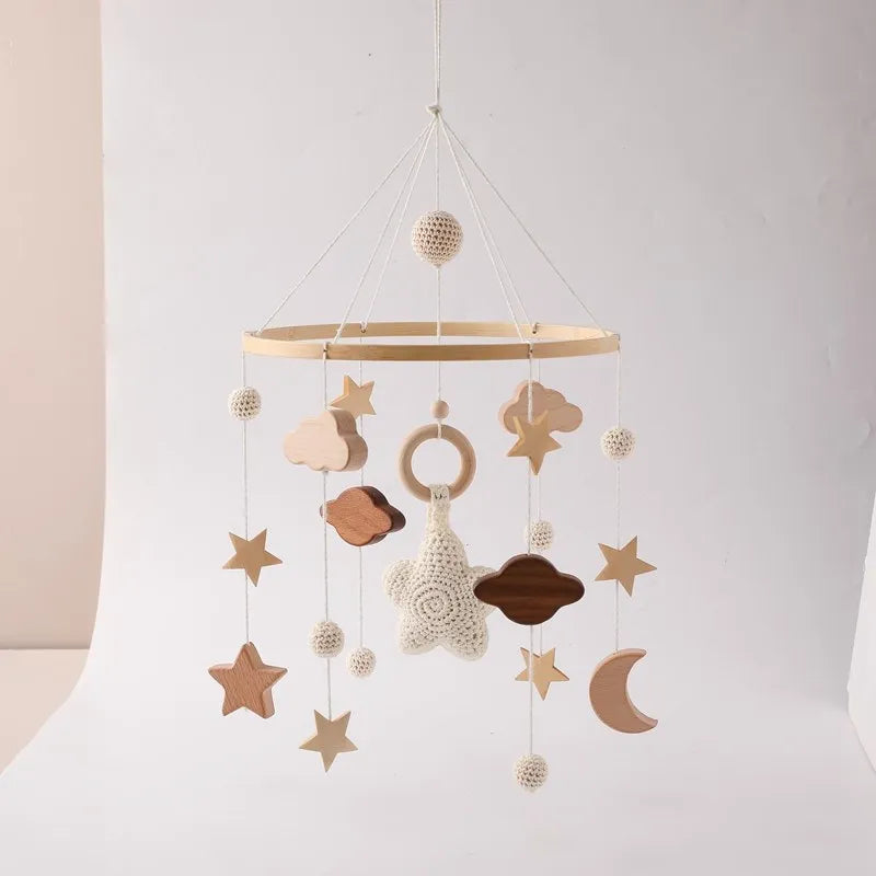 Berceau de bébé lit Mobile cloche hochet jouets en bois Crochet étoiles pendentif lit cloche jouets nouveau-né confort berceau support suspendus jouets cadeaux