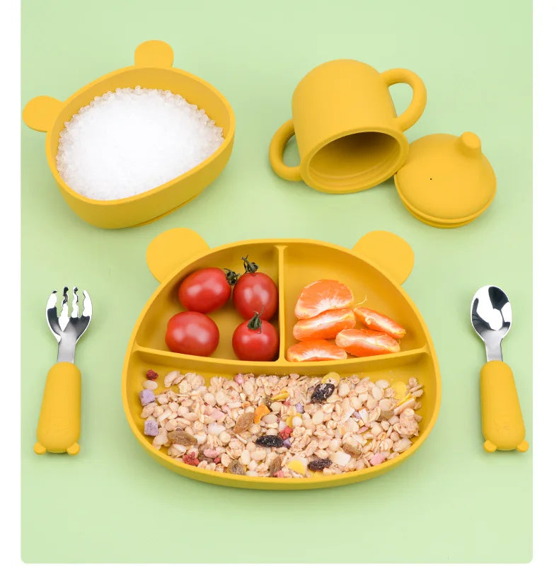 Ensemble de vaisselle de dessin animé pour bébé, ustensiles pour enfants en acier inoxydable, couverts de table pour tout-petits, dessin animé, cuillère d'alimentation pour nourrissons, fourchette