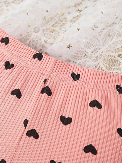 Kukitty – ensemble de vêtements 3 pièces pour nouveau-né fille, barboteuse à manches longues, imprimé cœur, haut et pantalon, bandeau, tenues en tricot