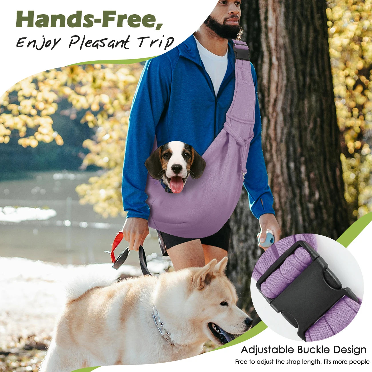 Pawaboo – porte-élingue réversible pour petit chien, mains libres, pour chiot, avec boucle de sangle réglable