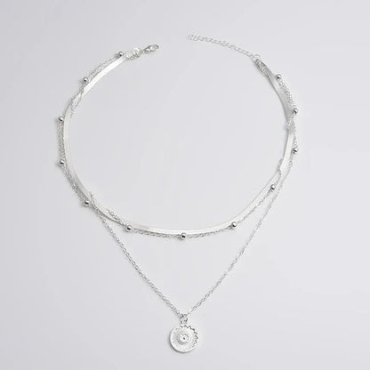 Collier rond à trois couches en argent Sterling 925 pour femmes, chaîne serpent Simple, breloque boule, cadeau de fête, bijoux exquis pour femmes