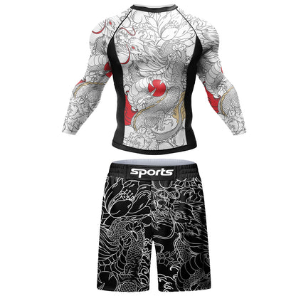 Survêtement pour hommes MMA No Gi Rashguard Jiu Jitsu T-shirt + pantalon maillots de boxe ensemble BJJ Muay Thai Shorts Compression Legging Sportsuit