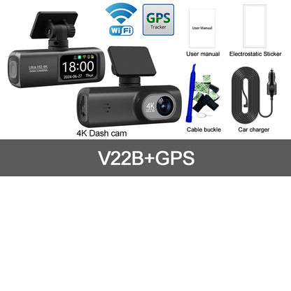 UHD 4K WiFi Dash Cam double objectif enregistreur de conduite voiture DVR en option 1080P caméra à objectif arrière GPS 24H surveillance du stationnement boîte noire