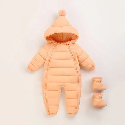OLEKID automne hiver nouveau-né bébé barboteuse à capuche Plus velours enfant en bas âge garçon combinaison nouveau-né Snowsuit infantile bébé fille salopette