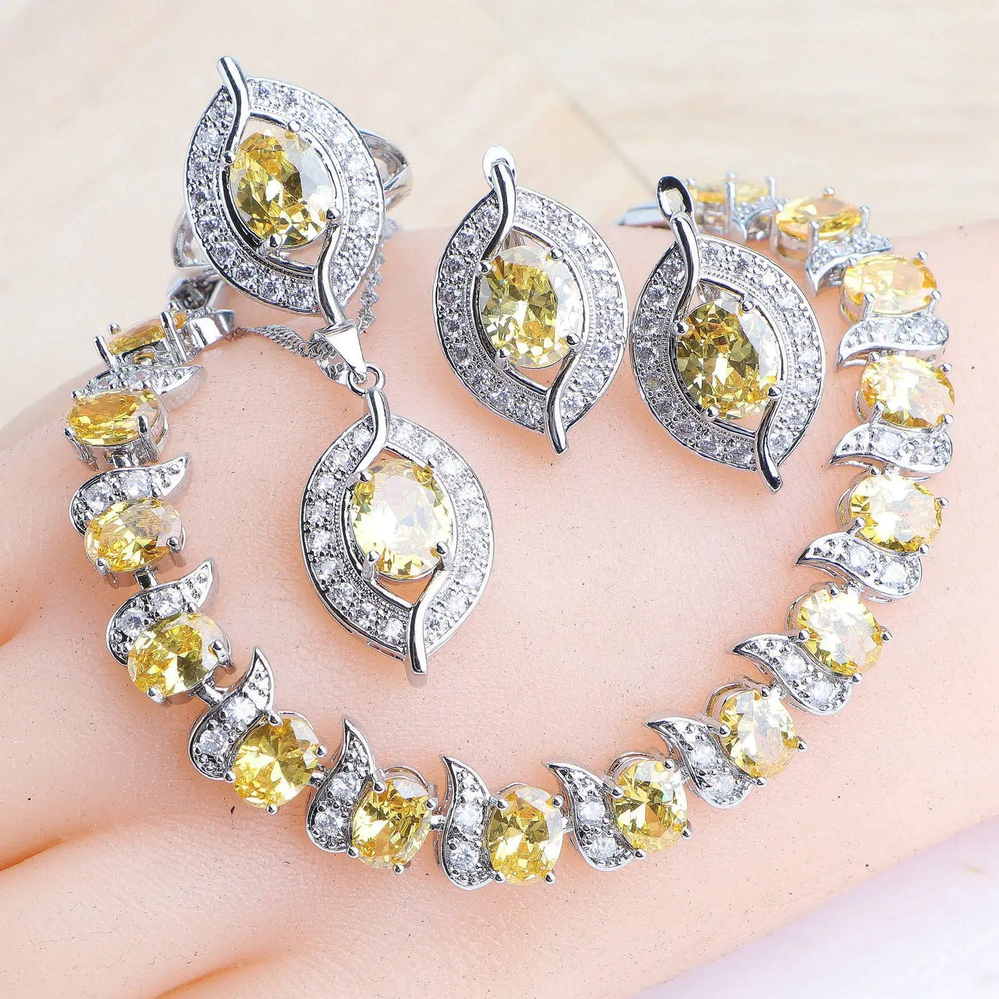 Ensemble de bijoux en argent Zircon violet 925, boucles d'oreilles de mariée, bracelets à breloques pour femmes, bague, pendentif, collier, bijoux de mariage