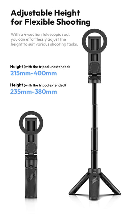 Ulanzi JJ03 perche à Selfie magnétique trépied de téléphone pour iPhone 16 15 14 13 12 Pro Max Magsafe Smartphone poignée sans fil support de bureau