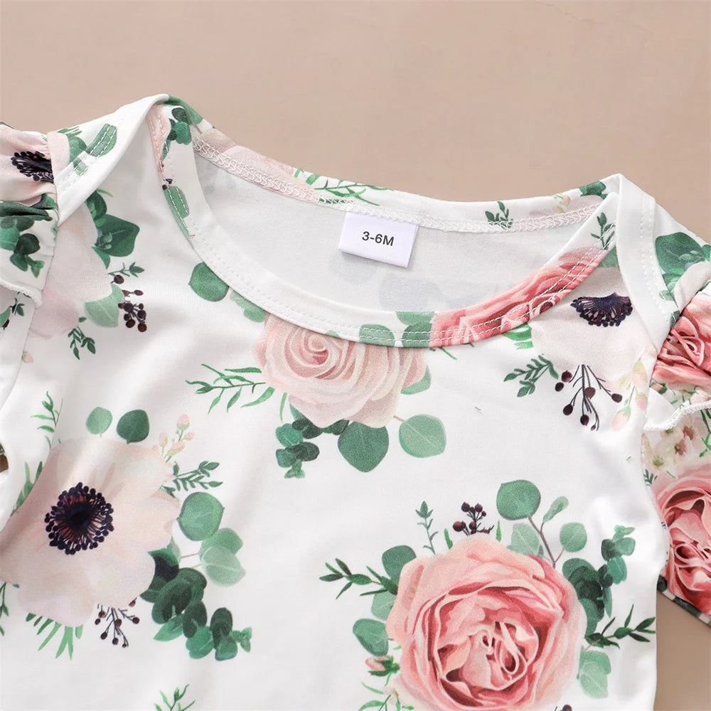 Ensemble de vêtements 3 pièces pour nouveau-né fille, haut floral à manches longues, jupe à bretelles, vêtements de sauna, mode printemps et automne, 0 à 12 mois, 03 tenue