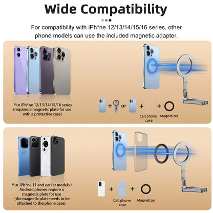 Trépied de téléphone portable de poche magnétique support de trépied pour support de téléphone pliable MagSafe support de téléphone pour iPhone 16 15 14 13 12