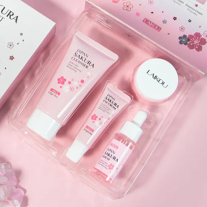 LAIKOU Sakura ensembles de soins de la peau nettoyant pour le visage crèmes pour les yeux crème pour le visage sérum Lotion Toner éclaircissant hydratant Kit de soins du visage