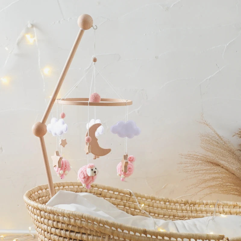 Berceau de bébé lit Mobile cloche hochet jouets en bois Crochet étoiles pendentif lit cloche jouets nouveau-né confort berceau support suspendus jouets cadeaux