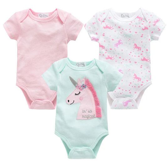 Vêtements Pour bébés filles, 3 pièces/lot, Body en coton à manches courtes pour filles de 0 à 12 mois, vêtements pour nouveau-nés garçons et tout-petits