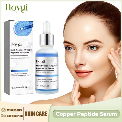 Sérum Peptide de cuivre bleu, Anti-rides, rétrécit les Pores, soins pour la peau, rajeunissement, acide hyaluronique, éclaircissant, hydratant