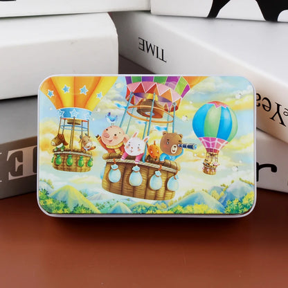 Puzzle de dessin animé 60 pièces avec boîte en métal, Puzzle de véhicule Animal d'éducation précoce pour enfants, jeu d'interaction Parent-enfant