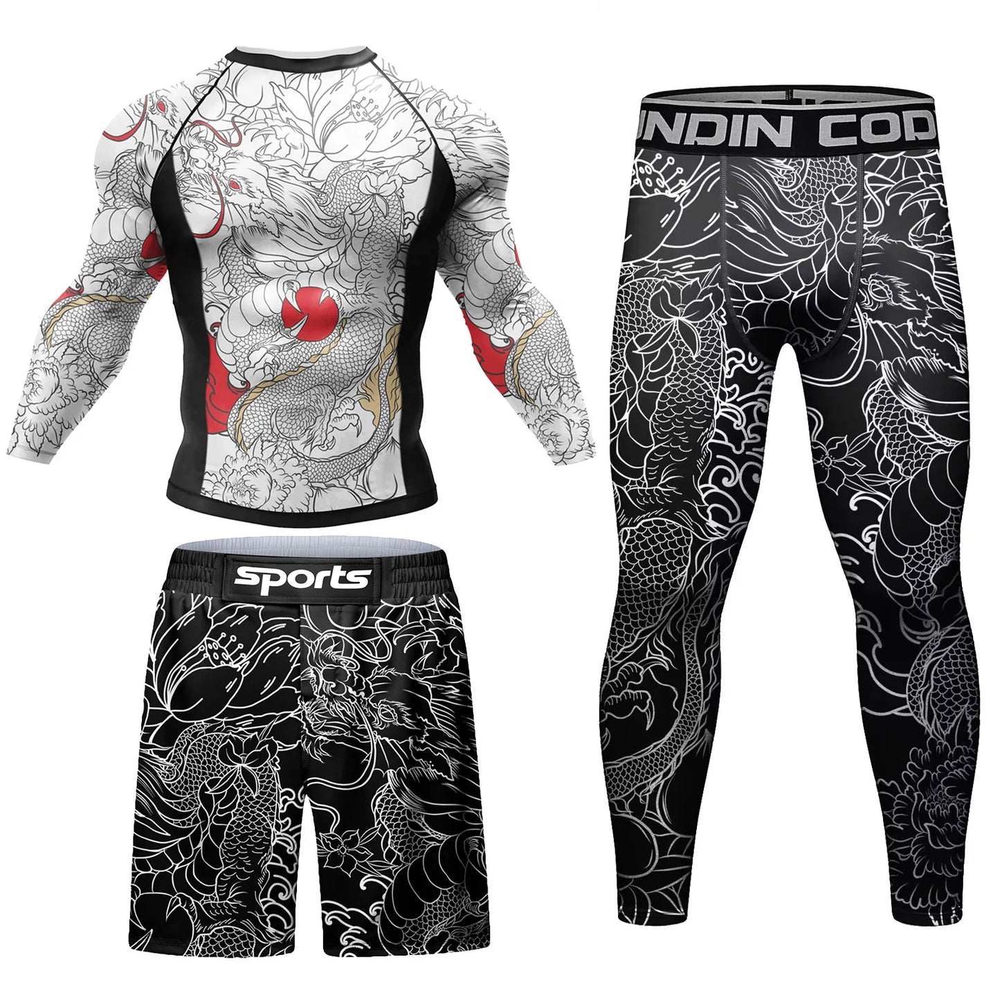 Survêtement pour hommes MMA No Gi Rashguard Jiu Jitsu T-shirt + pantalon maillots de boxe ensemble BJJ Muay Thai Shorts Compression Legging Sportsuit