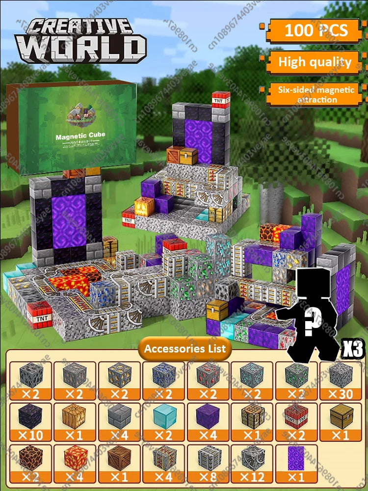 Décennie s de Construction Magnétiques pour Garçon et Fille, Ensemble de Cube Magnétique, Modèle de Bricolage, Jouet Sensoriel STEM, pour Enfant de 3 Ans et +