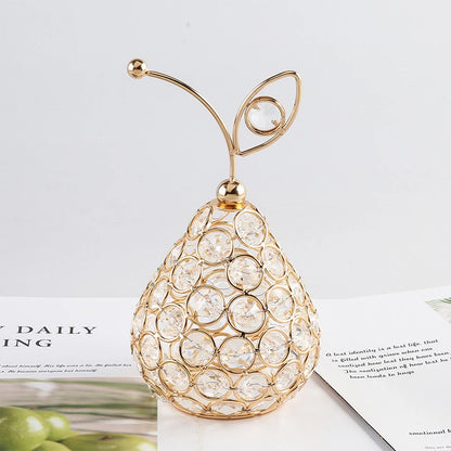 Ornements de pomme en cristal créatifs, strass scintillants en forme d'ananas, miniature de poire de neige, artisanat de décoration pour la maison, accessoires de photographie
