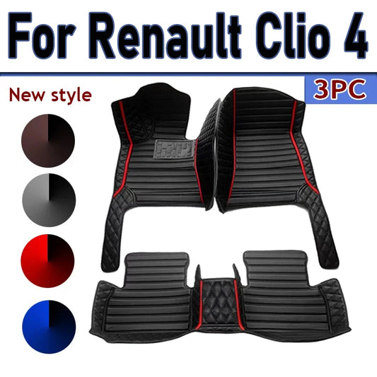 Tapis de sol de voiture en cuir de luxe personnalisé pour Renault Clio 4 2013 2014 2015 2016, ensemble complet d'accessoires imperméables pour femmes