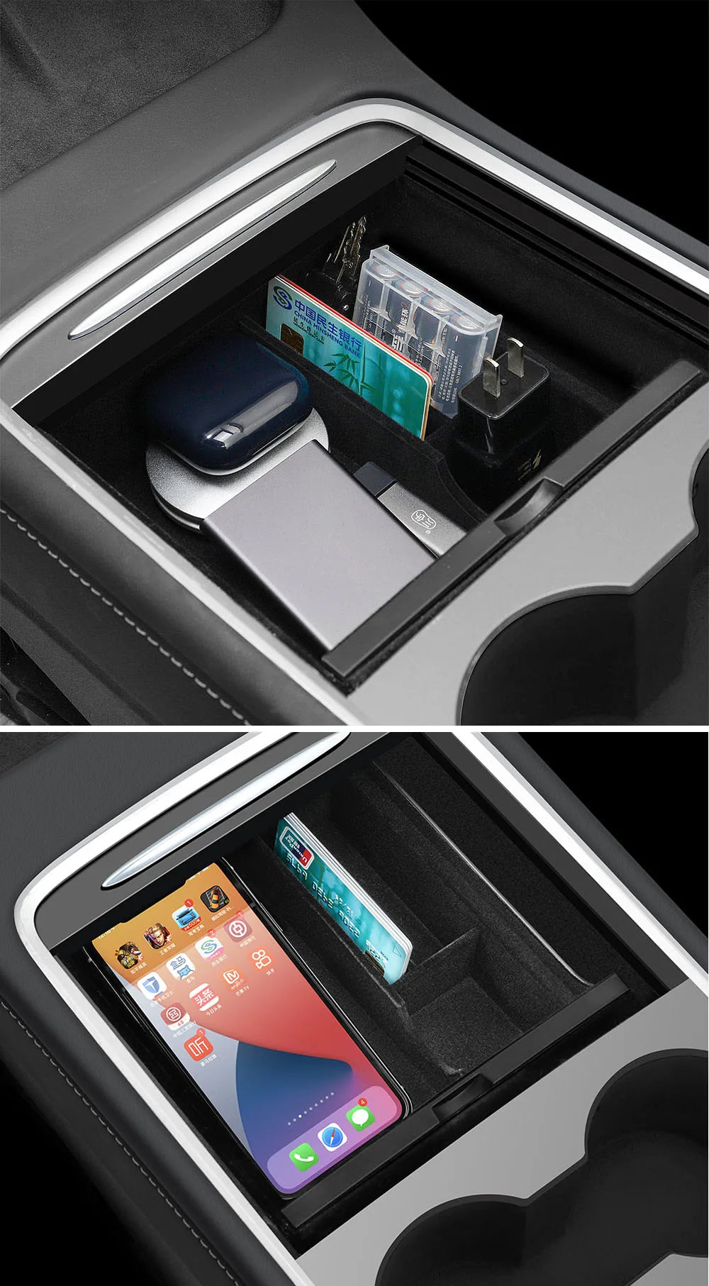 Accoudoir central caché, boîte de rangement, support de verre, organisateur de Console, accessoires pour Tesla modèle 3 Highland 2025 modèle Y 2021 – 2025