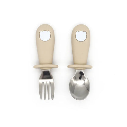 Ensemble de vaisselle de dessin animé pour bébé, ustensiles pour enfants en acier inoxydable, couverts de table pour tout-petits, dessin animé, cuillère d'alimentation pour nourrissons, fourchette