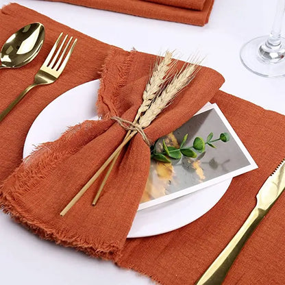 10 pièces 32x32 cm vente en gros gaze de terre cuite serviette en coton serviette de thé réutilisable fête de mariage décor de Table de noël rétro bavures serviette