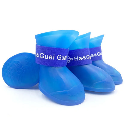 Chaussures de pluie imperméables pour animaux de compagnie, 4 pièces, bottes en caoutchouc antidérapantes pour petits, moyens et grands chiens, chaussures d'extérieur pour chats, bottines pour chiens, accessoires pour ani