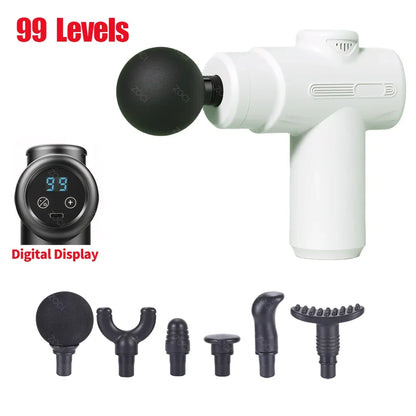 Mini pistolet de Massage Portable à 99 niveaux, pistolet à Fascia portatif, affichage numérique, masseur musculaire par Vibration, masseur de tissus profonds pour le corps