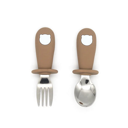 Ensemble de vaisselle de dessin animé pour bébé, ustensiles pour enfants en acier inoxydable, couverts de table pour tout-petits, dessin animé, cuillère d'alimentation pour nourrissons, fourchette