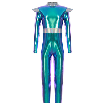 Costume de Cosplay Alien pour filles et garçons, combinaison d'astronaute à manches longues avec cerceau pour cheveux, pour fête de carnaval d'halloween