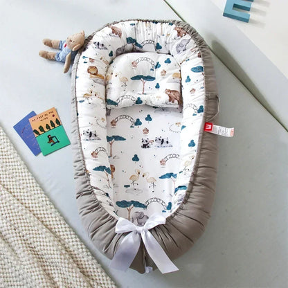 Lit de voyage pour bébé en bas âge, berceau en coton pour nouveau-né, berceau pare-chocs, nouveau lit nid de bébé 85x50cm avec oreiller, berceau Portable