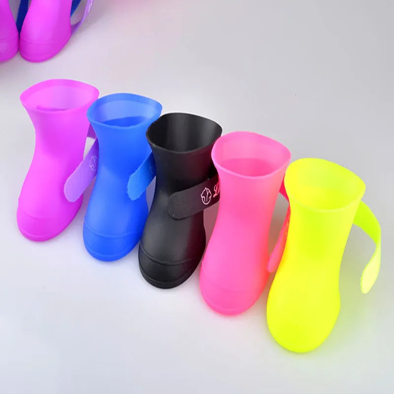 Chaussures de pluie imperméables pour animaux de compagnie, 4 pièces, bottes en caoutchouc antidérapantes pour petits, moyens et grands chiens, chaussures d'extérieur pour chats, bottines pour chiens, accessoires pour ani