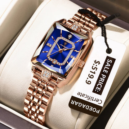 POEDAGAR montre de luxe pour femme calendrier étanche haute qualité dames montre en acier inoxydable Quartz femmes montres élégant + boîte