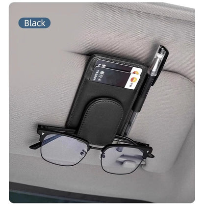 Porte-lunettes de soleil de voiture, Clip de lunettes pour pare-soleil, cintre de lunettes en cuir multifonction, Clip de carte de billet Portable, accessoires de voiture
