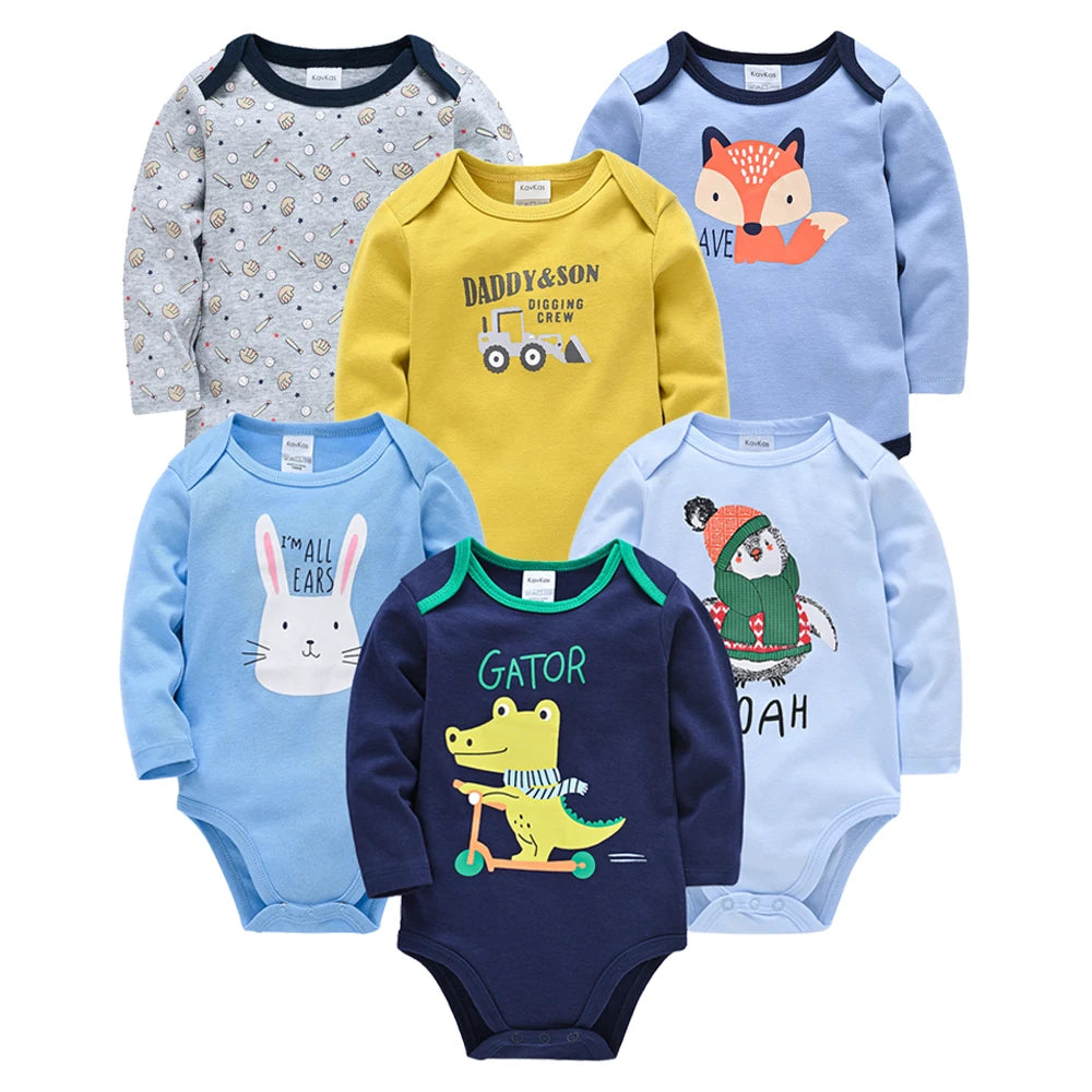 Kavkas – body pour bébés garçons et filles, 6 pièces, manches longues, 100% coton, vêtements pour bébés de 0 à 12 mois, combinaison pour nouveau-né