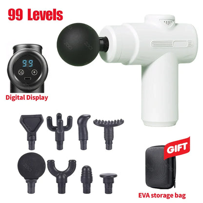 Mini pistolet de Massage Portable à 99 niveaux, pistolet à Fascia portatif, affichage numérique, masseur musculaire par Vibration, masseur de tissus profonds pour le corps